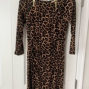 Michael Kors Leopard Print 3/4 Sleeve Dress